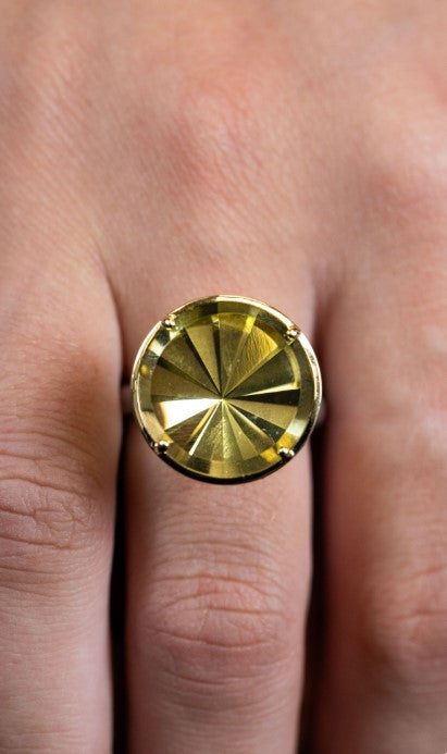 Lemon Quartz Bridge Gem Drop Ring - Skeie's Jewelers