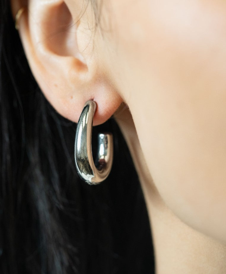 Sterling Silver "J" Hoop - Skeie's Jewelers