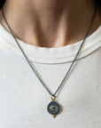 Evil Eye Diamond and Sapphire Medallion Necklace - Skeie's Jewelers