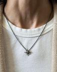 Mini Starburst Oxidized Silver and Gold Pendant - Skeie's Jewelers
