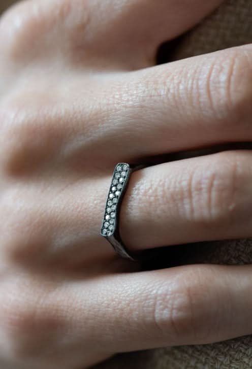 Oxidized Sterling Silver Diamond Pave Stockton Ring - Skeie's Jewelers