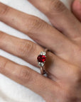 Ruby and Diamond Three-Stone Ring in Platinum - Skeie's Jewelers