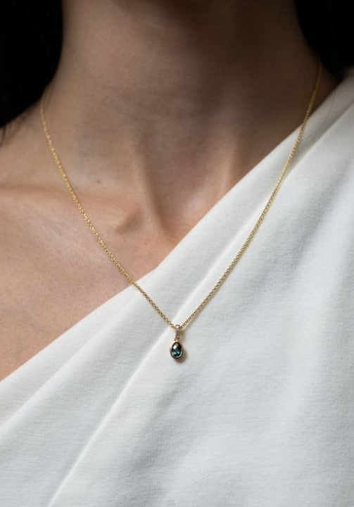 London Blue Topaz Oval Bezel-Set Pendant - Skeie's Jewelers