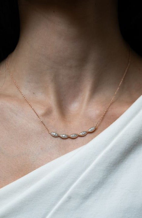 Gabriel & Co. Rose Gold Twisted Rope Diamond Necklace - Skeie's Jewelers