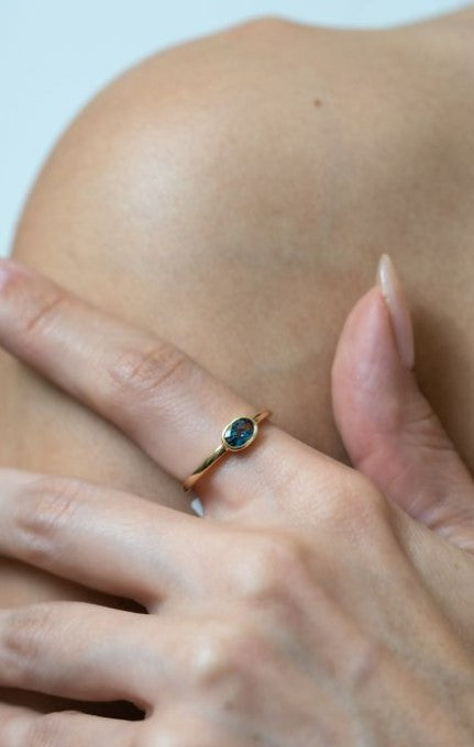 London Blue Topaz Gold Bezel Ring - Skeie's Jewelers