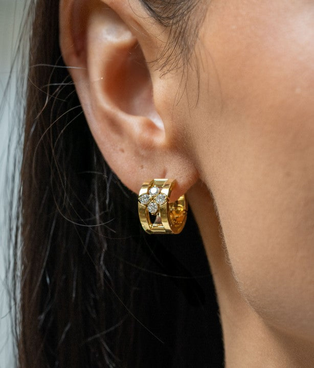 Yellow Gold 'Love in Verona' Diamond Huggies - Skeie's Jewelers