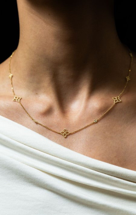 Roberto Coin Diamond Princepessa Motif Station Necklace - Skeie's Jewelers