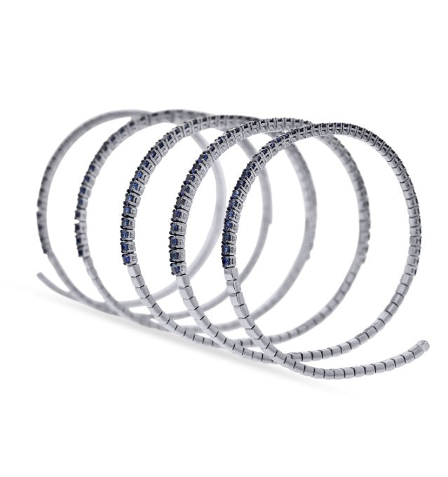 Rahaminov White Gold and Sapphire Spiral Bracelet - Skeie's Jewelers