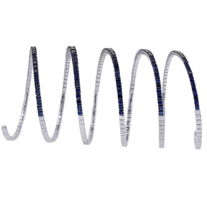 Rahaminov White Gold and Sapphire Spiral Bracelet - Skeie's Jewelers