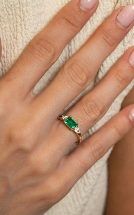 Emerald-Cut Emerald Three-Stone Ring - Skeie's Jewelers