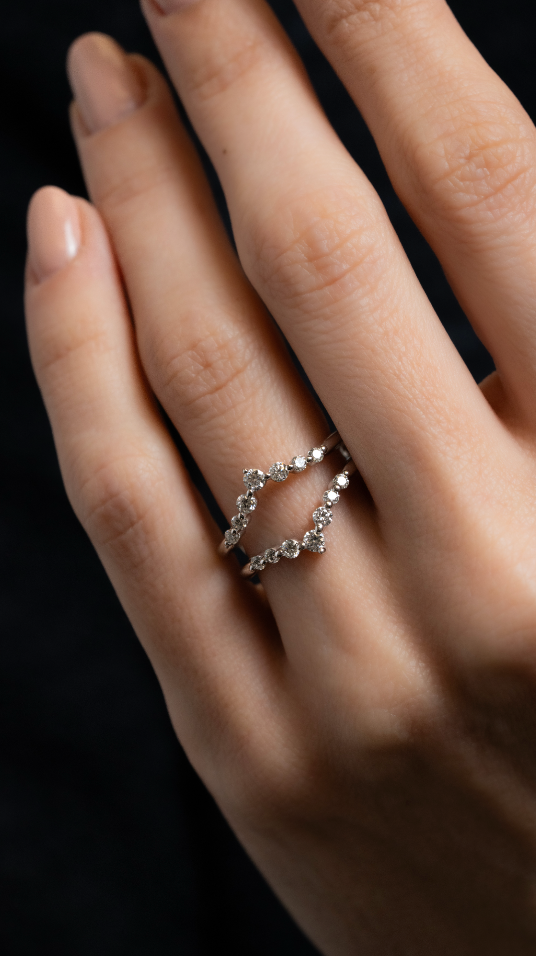 Contemporary V-Shape Shared Prong Diamond Ring Enhancer - Skeie's Jewelers