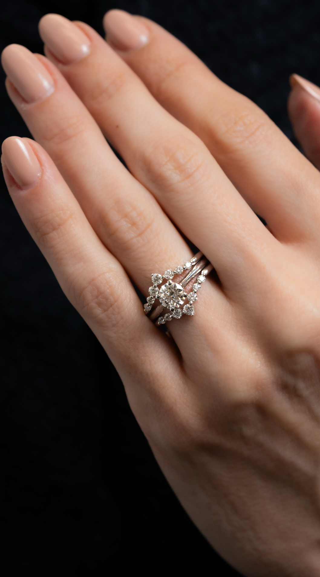 Contemporary V-Shape Shared Prong Diamond Ring Enhancer - Skeie's Jewelers