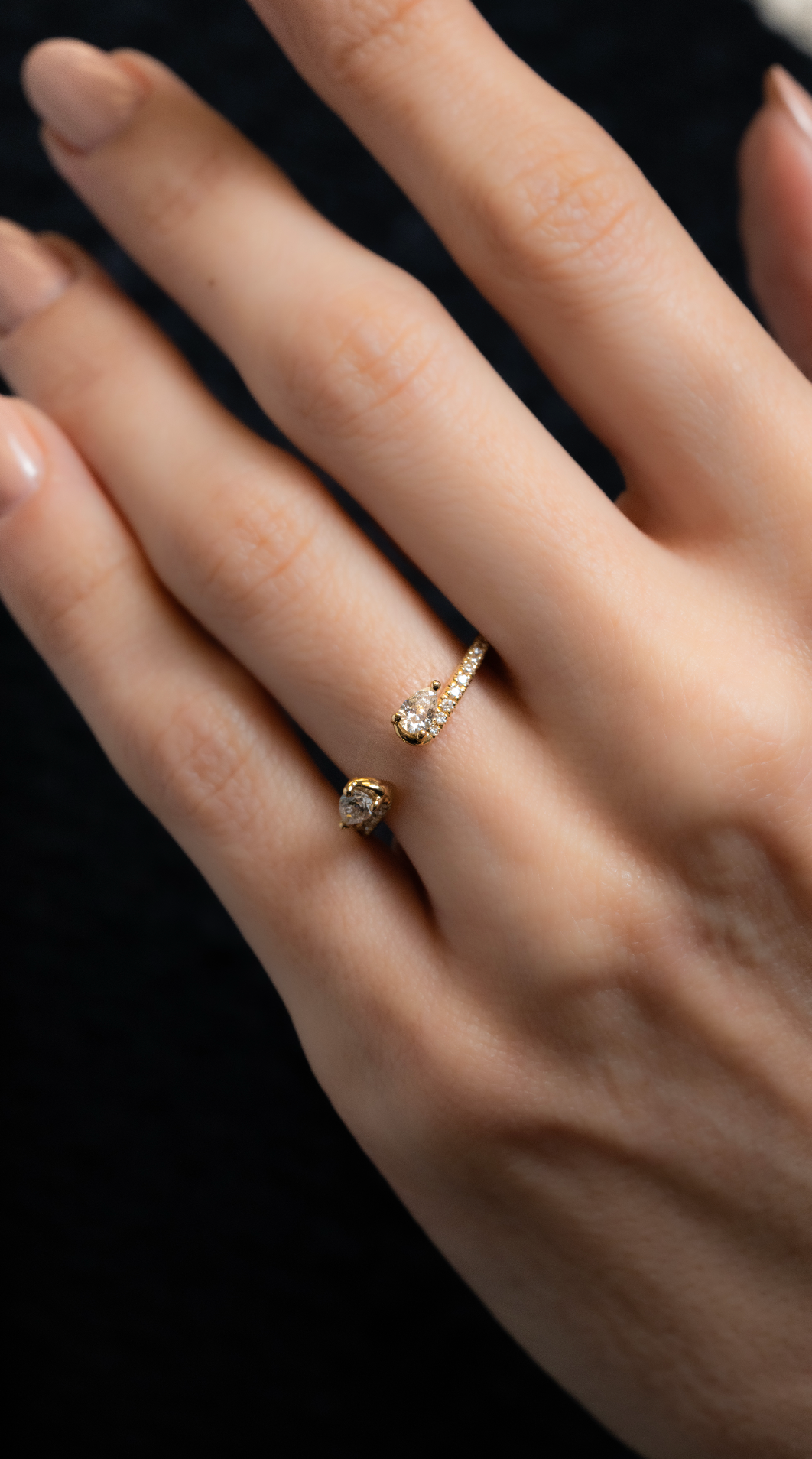 Contemporary Open Ring Enhancer with Pear Shaped Diamonds - Skeie's Jewelers