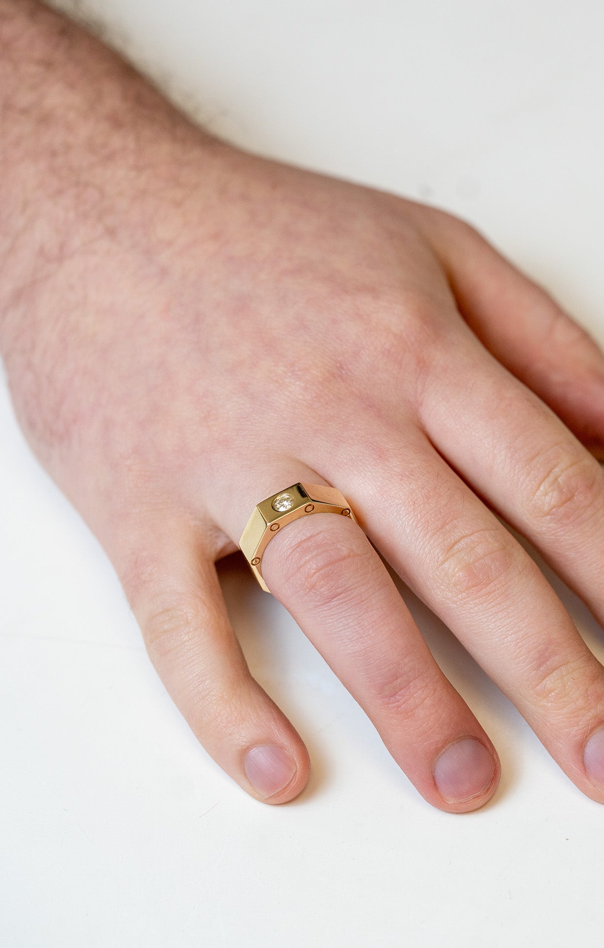 Shy Creation Solitaire Diamond Geometric Mens Ring - Skeie's Jewelers