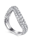 Gabriel & Co 14K White Gold Diamond Wave Stackable Ring - Skeie's Jewelers