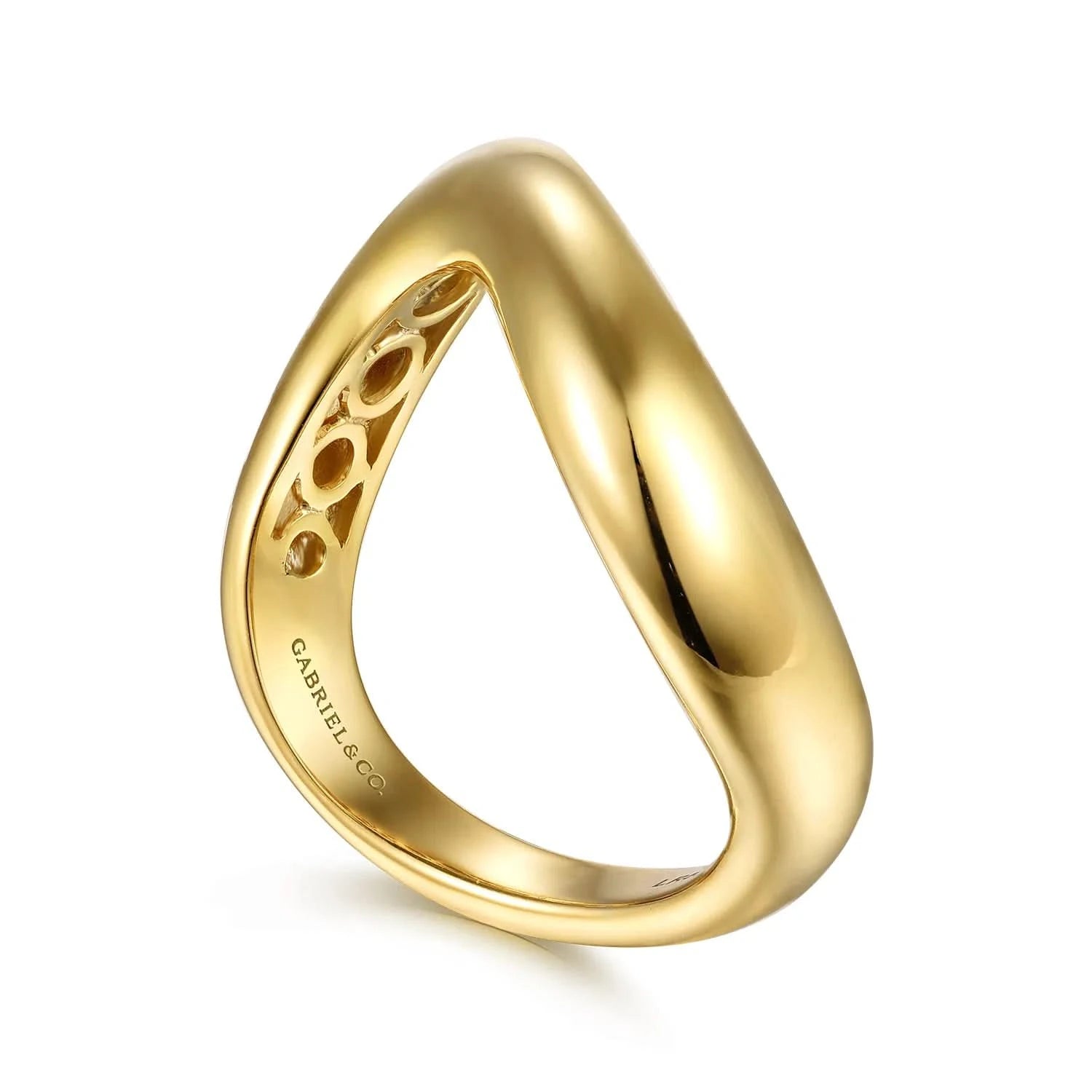Gabriel &amp; Co 14K Yellow Gold Wave Stackable Ring - Skeie's Jewelers