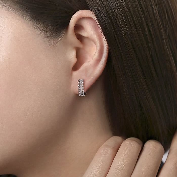 Gabriel & Co. Sterling Silver Bujukan Huggies With White Sapphire - Skeie's Jewelers