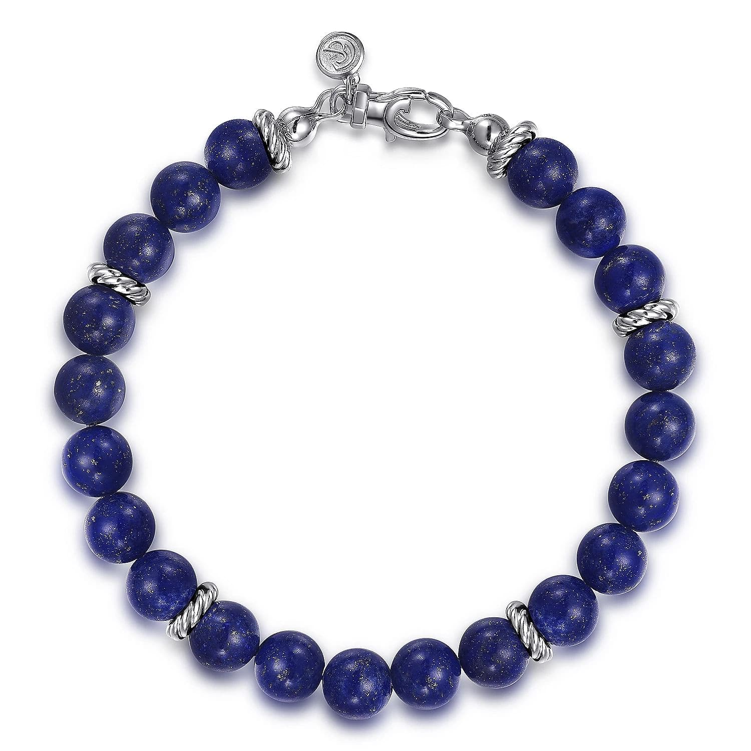 Gabriel & Co. Sterling Silver and 8mm Lapis Beaded Bracelet - Skeie's Jewelers