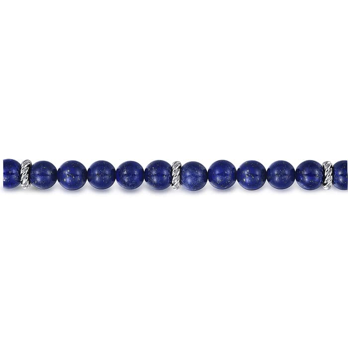 Gabriel & Co. Sterling Silver and 8mm Lapis Beaded Bracelet - Skeie's Jewelers