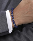 Gabriel & Co. Sterling Silver and 8mm Lapis Beaded Bracelet - Skeie's Jewelers