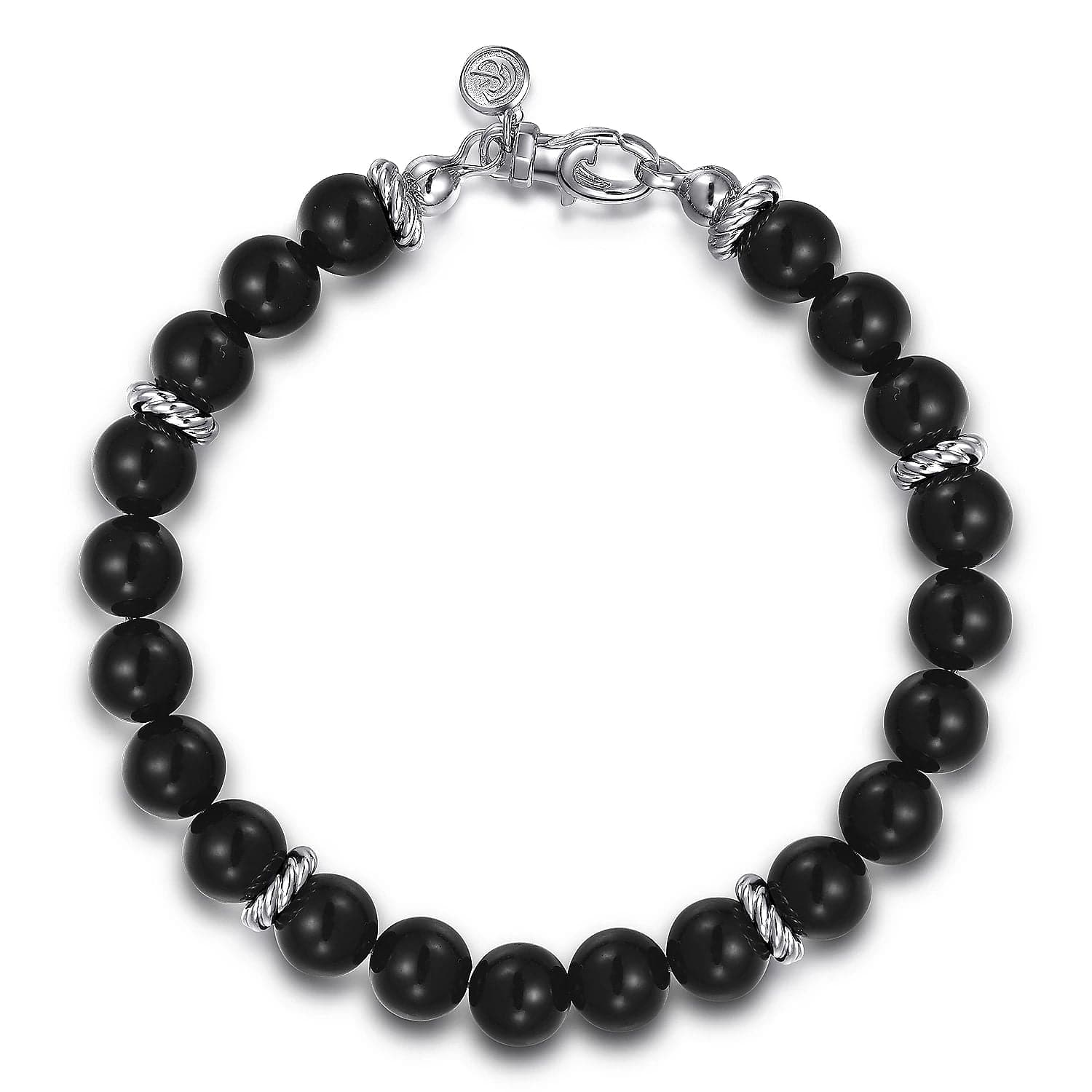 Gabriel & Co. Sterling Silver and 8mm Onyx Beaded Bracelet - Skeie's Jewelers