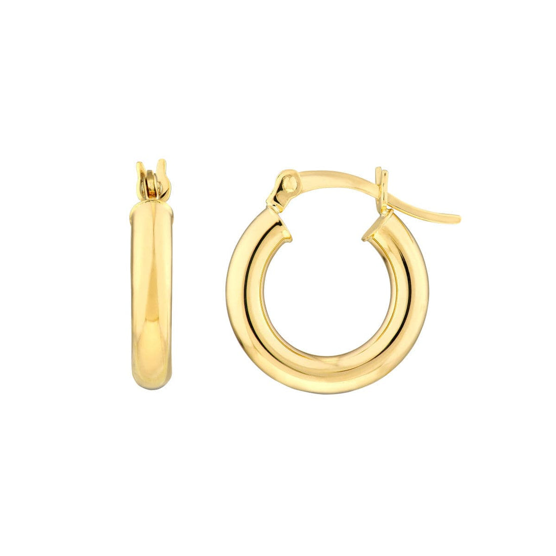 Yellow Gold Tube Hoop Earrings