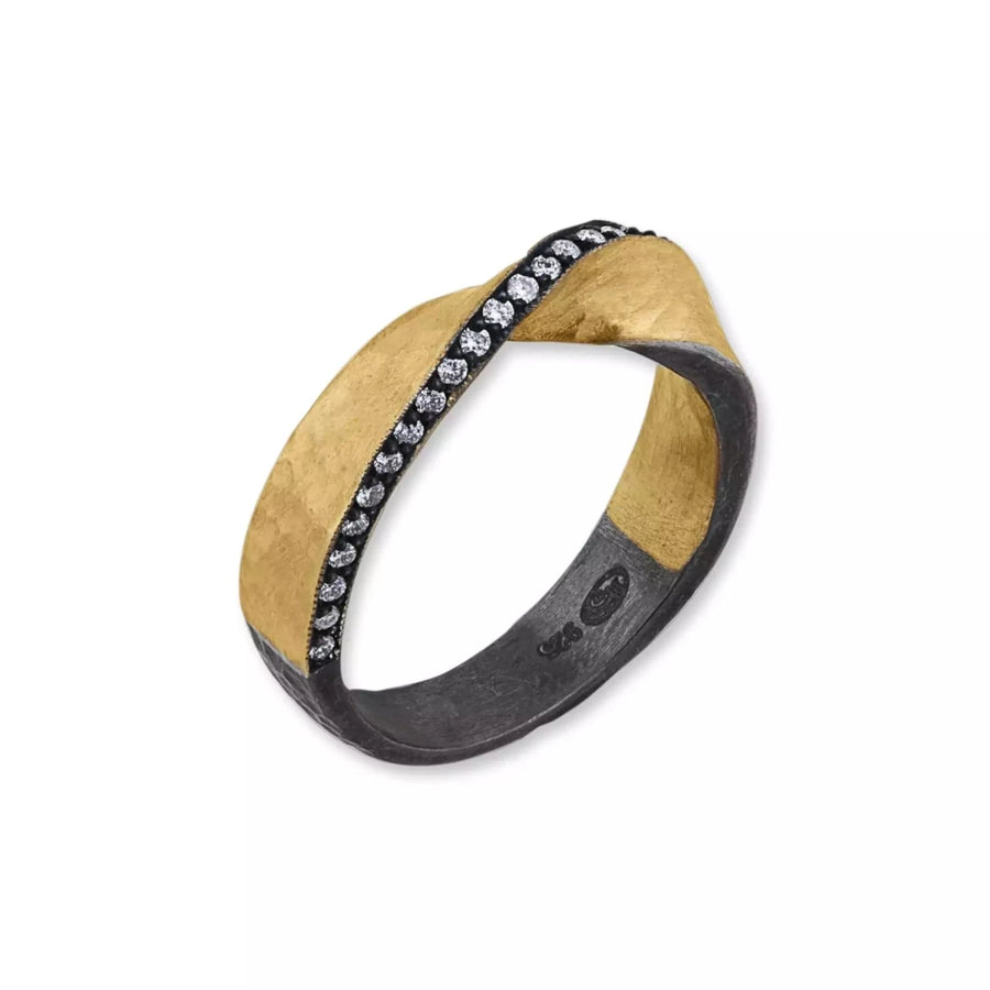 Lika Behar Oxidized Sterling Silver & Yellow Gold Twist Ring - Skeie's Jewelers