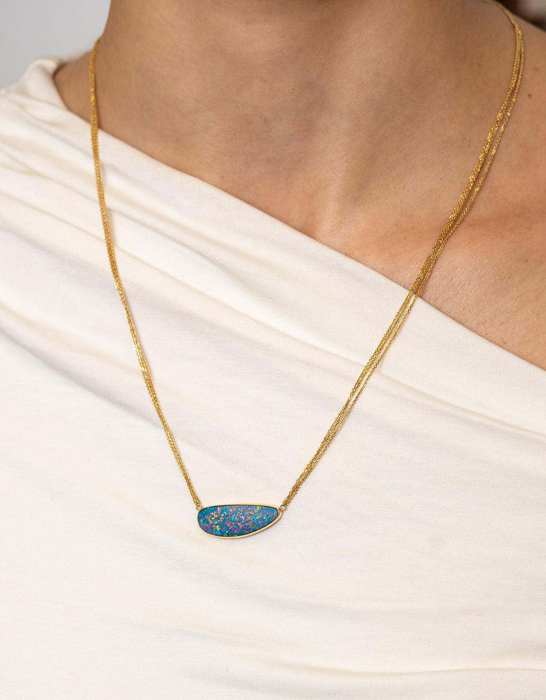 Triple Chain Boulder Opal Pendant by Kimberly Collins