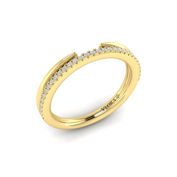 Gold ring with diamonds on a white background