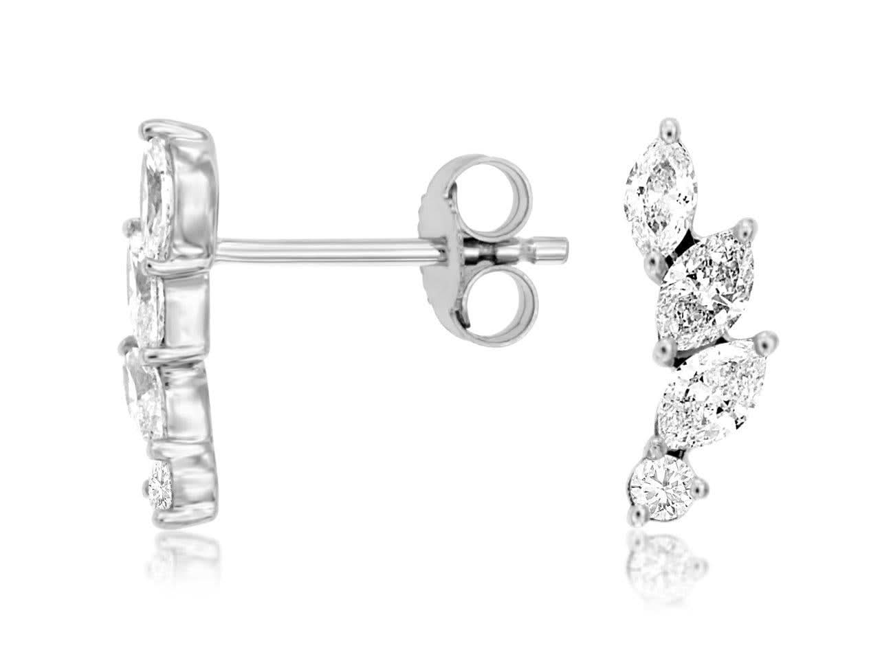 Marquise and Round Diamond Stud Earrings - Skeie's Jewelers