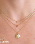 Shy Creation 14K Yellow Gold Blue Sapphire Bezel Necklace