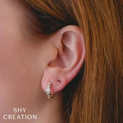 Mini Ruby Bezel Studs by Shy Creation