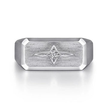 Gabriel & Co. Wide 925 Sterling Silver North Star Ring in Satin Finish - Skeie's Jewelers