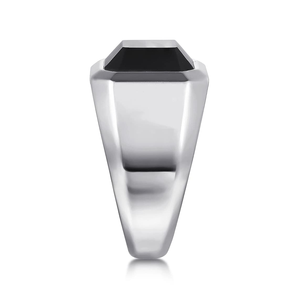 Gabriel & Co. Wide 925 Sterling Silver Signet Ring with Faceted Onyx Stone in Sand Blast Finish - Skeie's Jewelers