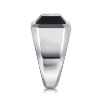 Gabriel & Co. Wide 925 Sterling Silver Signet Ring with Faceted Onyx Stone in Sand Blast Finish - Skeie's Jewelers