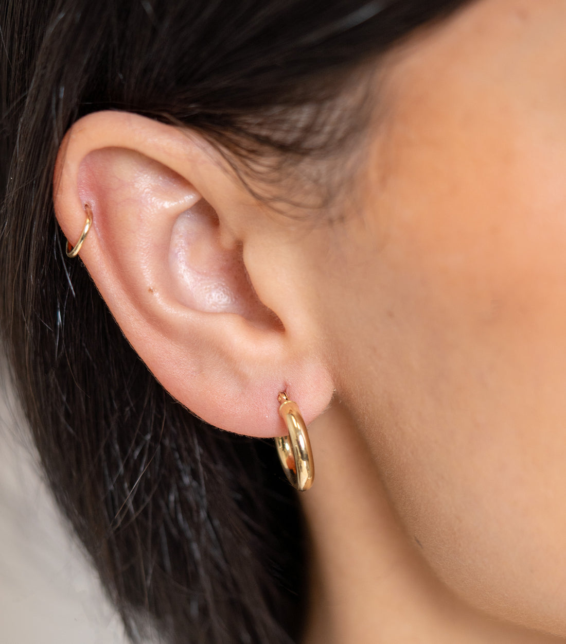 Yellow Gold Tube Hoop Earrings