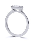 White Gold Emerald-Cut Bezel Engagement Ring - Skeie's Jewelers