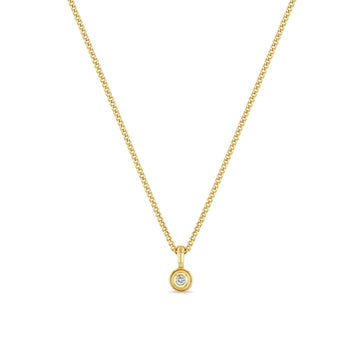 Zoe Chicco 14K Yellow Gold Fluted Bezel Diamond Pendant Necklace - Skeie's Jewelers