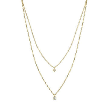 Zoë Chicco 14k Gold Layered Round And Princess Diamond Necklace - Skeie's Jewelers