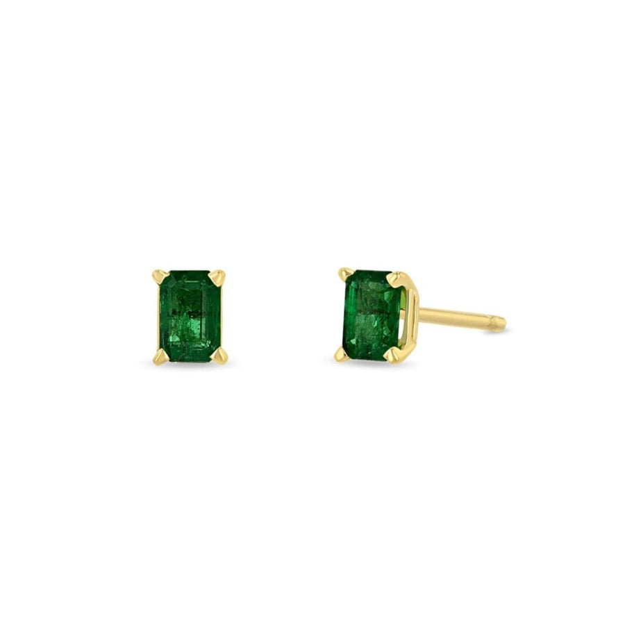 Zoe Chicco 14K Yellow Gold Emerald Cut Emerald Stud Earrings - Skeie's Jewelers