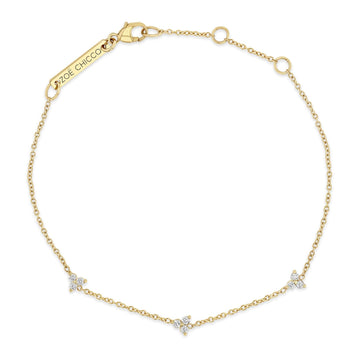 Zoe Chicco 14K Yellow Gold Diamond Trio Station Bracelet - Skeie's Jewelers