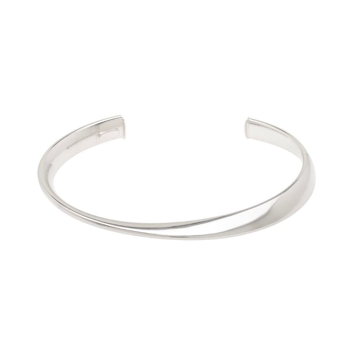 Silver twisted design bangle on a white background
