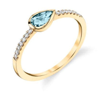 Aqua & Diamond Side Stone Gemstone Ring - Skeie's Jewelers