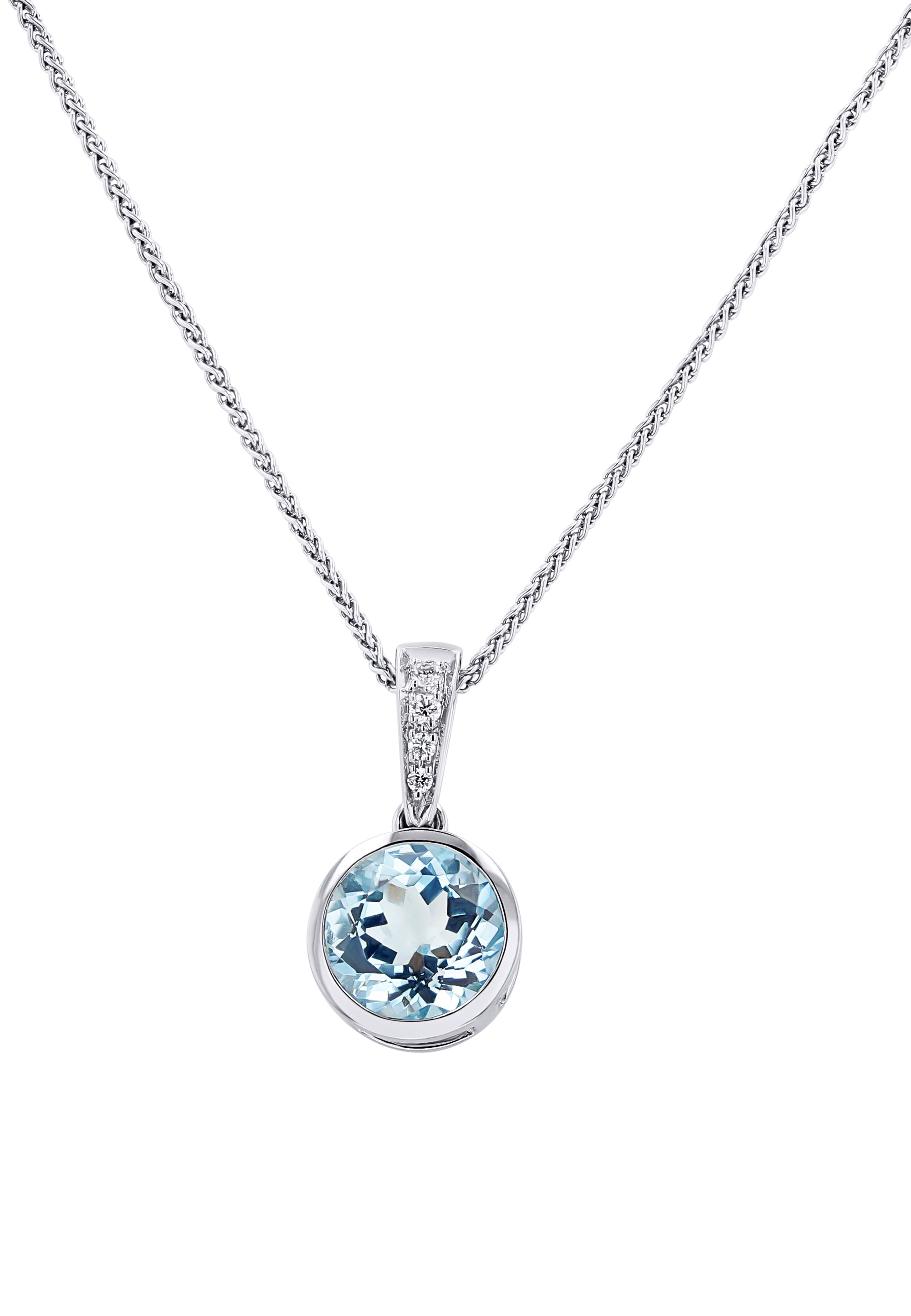 Aquamarine and Diamond Accented Pendant Necklace - Skeie's Jewelers