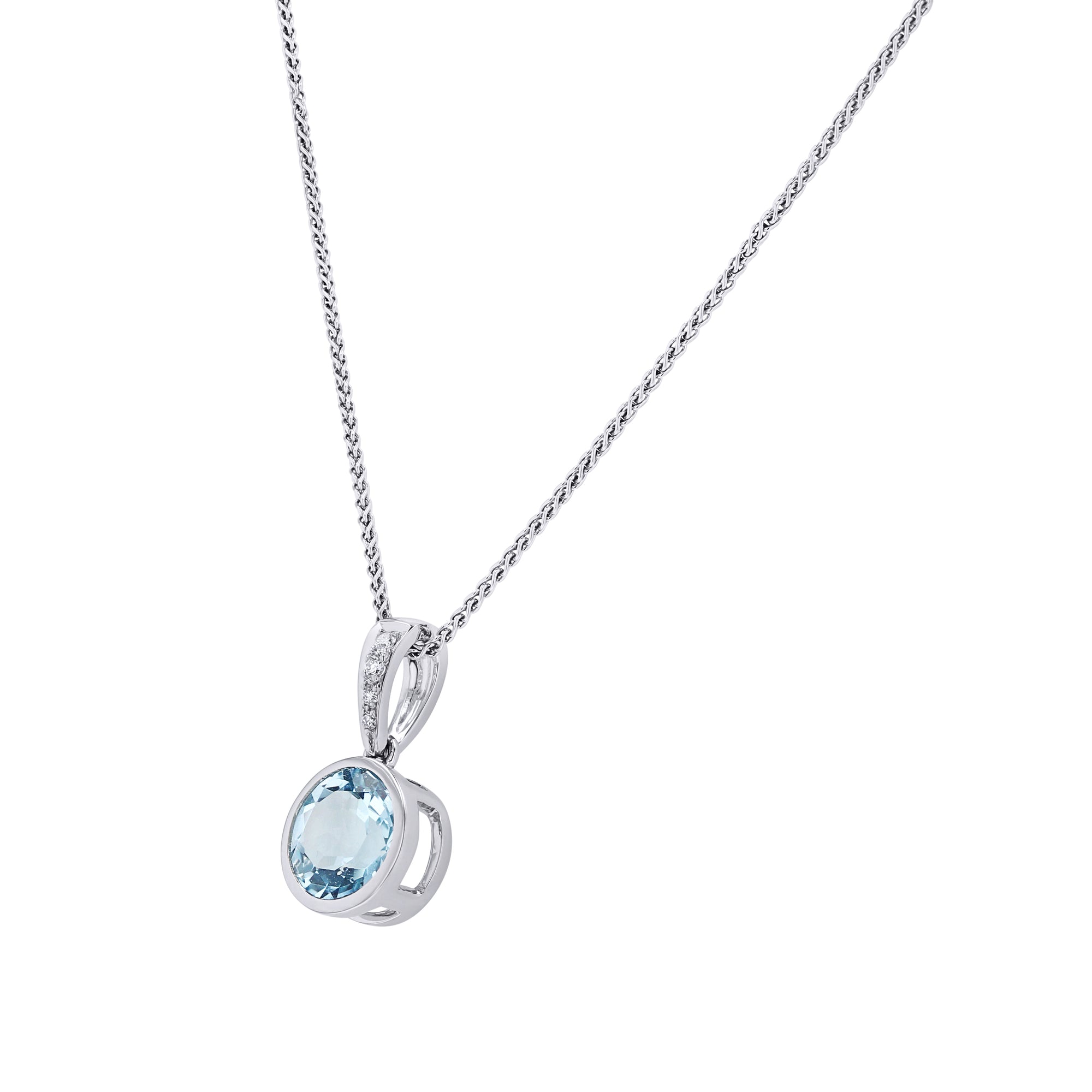 Aquamarine and Diamond Accented Pendant Necklace - Skeie's Jewelers