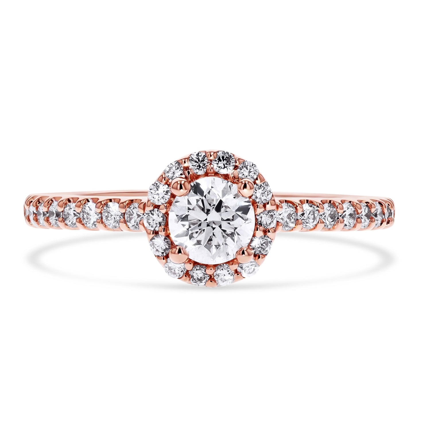 Rose Gold Round Halo Engagement Ring - Skeie's Jewelers