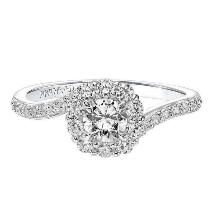 Halo-Accented Swirl Engagement Ring - Skeie's Jewelers