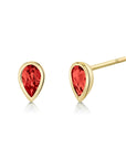 Yellow Gold Bezel-Set Garnet Pear Studs