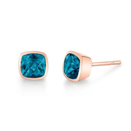 Rose Gold Blue Topaz Earrings - Skeie's Jewelers