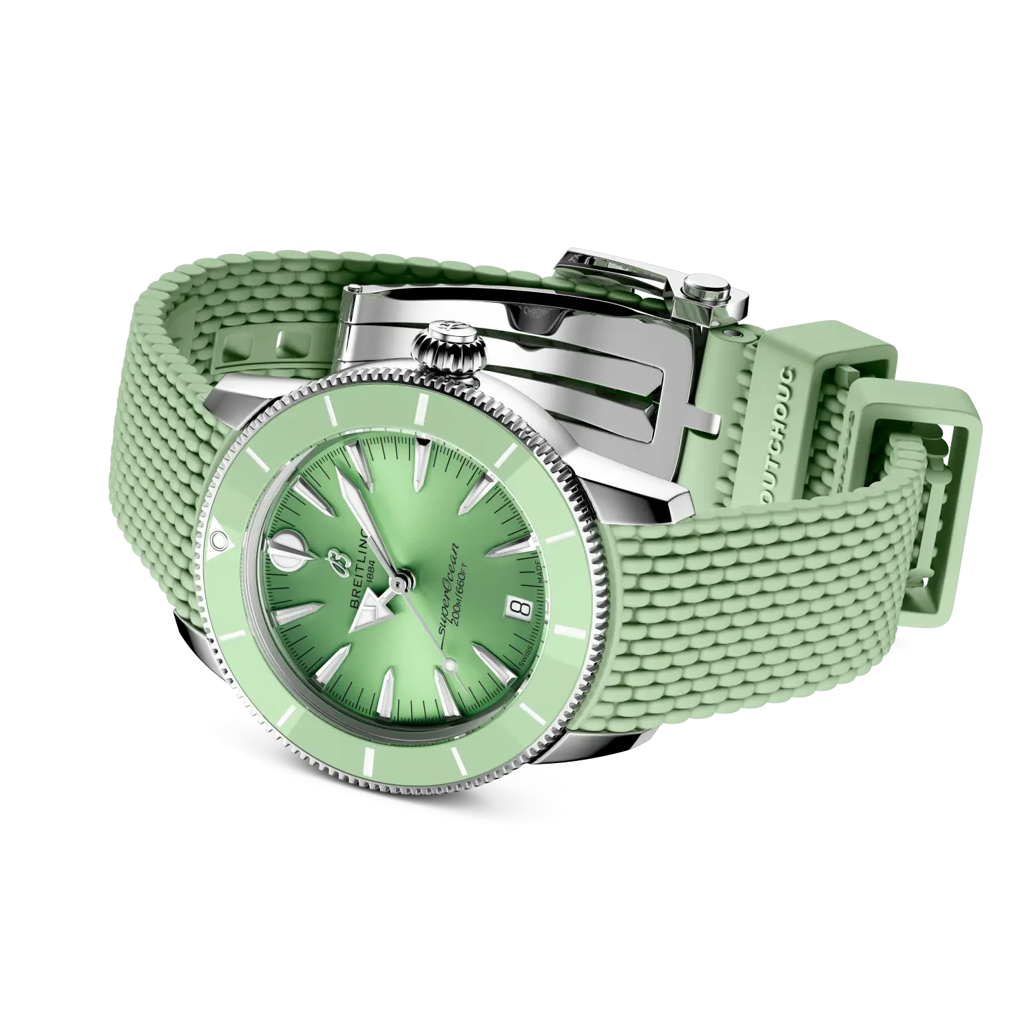 Breitling Superocean Heritage Automatic 36mm Green Dial on rubber strap - Closed Bracelet